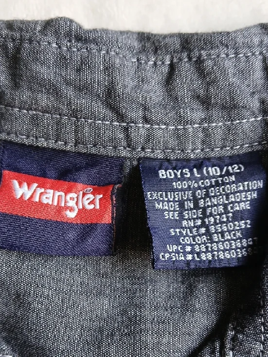 Wrangler Boys Short-Sleeve Chambray Button-Down Shirt - Gray - Picture 2 of 3